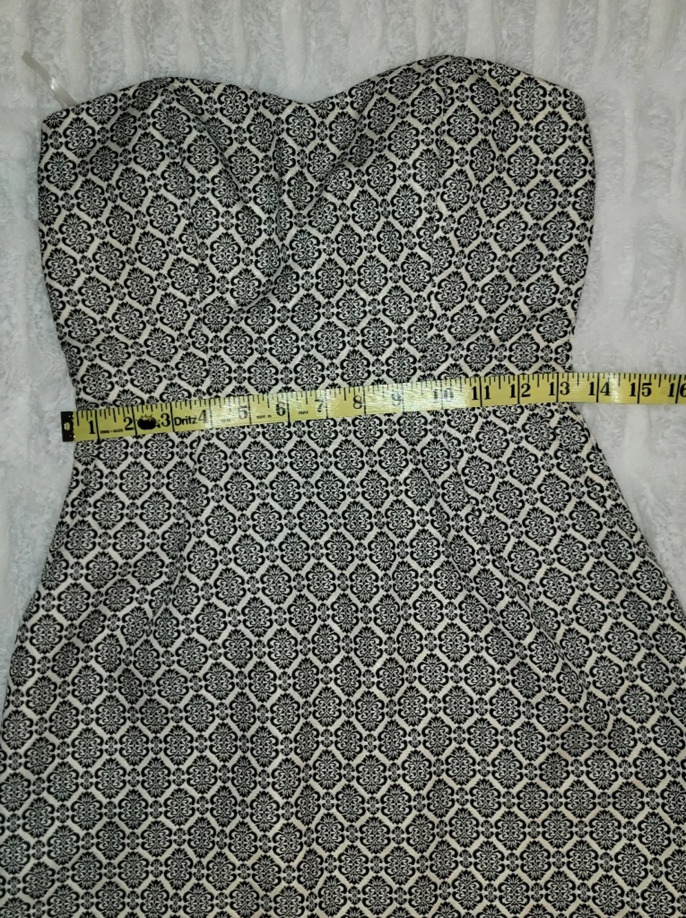 miami Strapless Sheath Dress in Black and White Tile Print - Picture 11 of 13